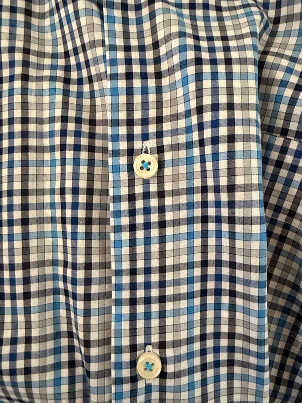 Peter Millar Men’s 100% Cotton Check Dress Shirt Blue White Size L - Picture 7 of 7